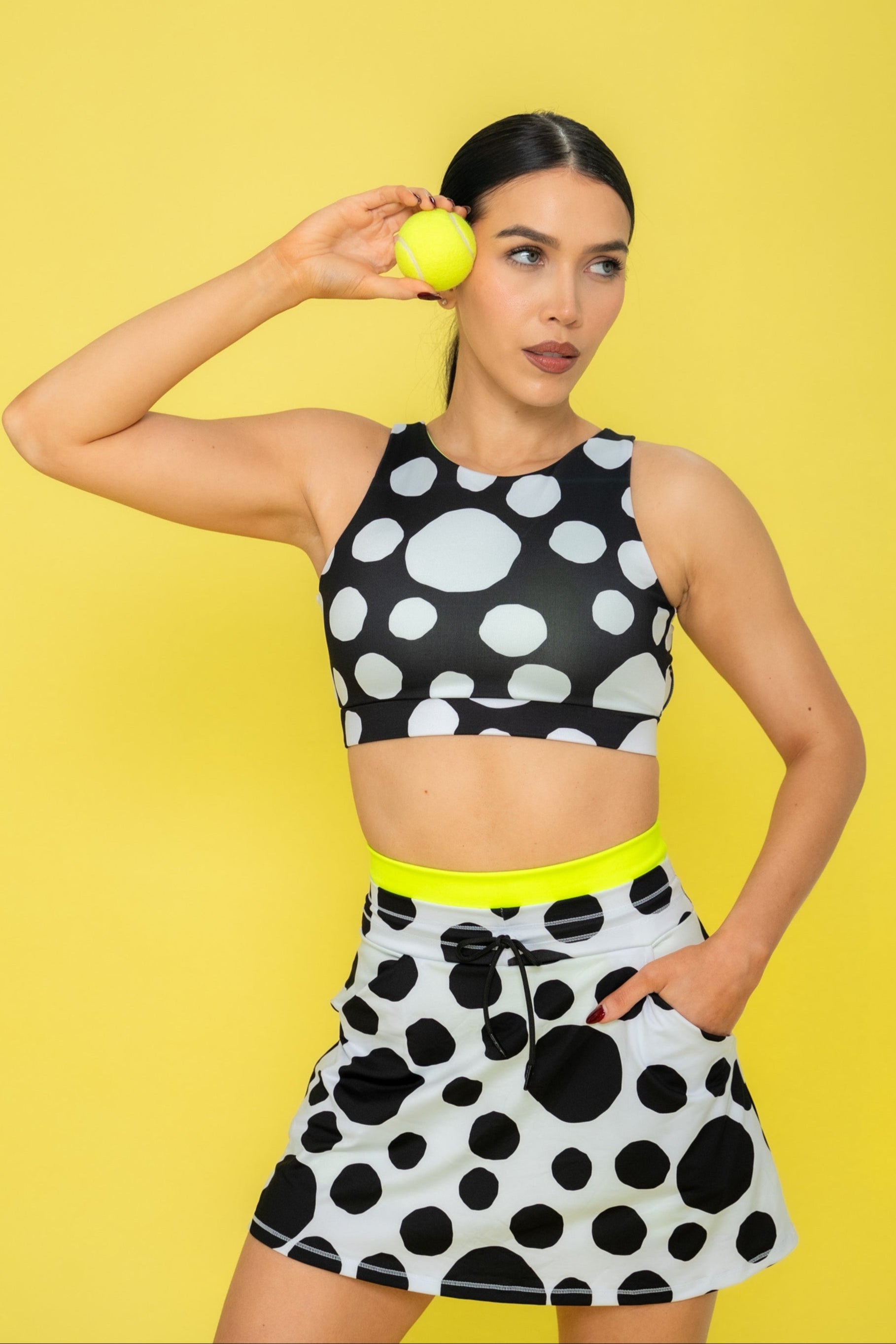 Double Waisted Pocket Skirt- Dots