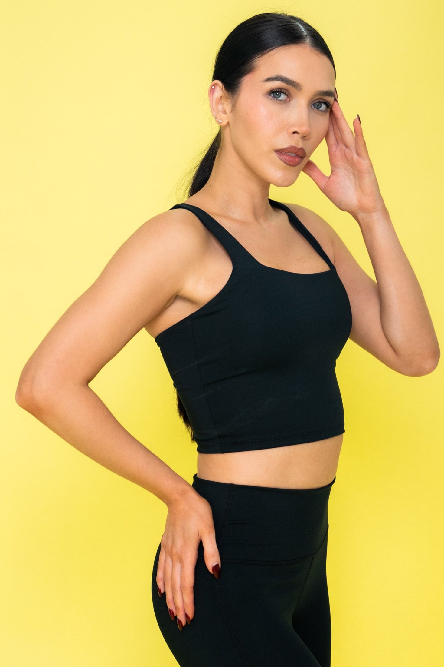 High Support Cropped Top- Black “Golden Edition”